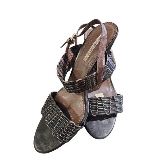 Via Spiga Rolanda Woven Leather Sandals Black and Brown Size 10 - Picture 2 of 7